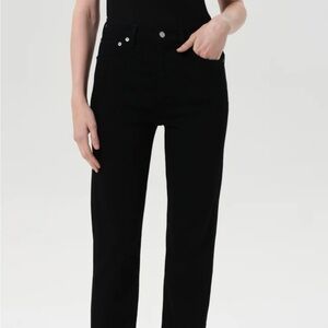 Agolde Women's Black 90’s Pinch Waist Long Straight Leg Jeans